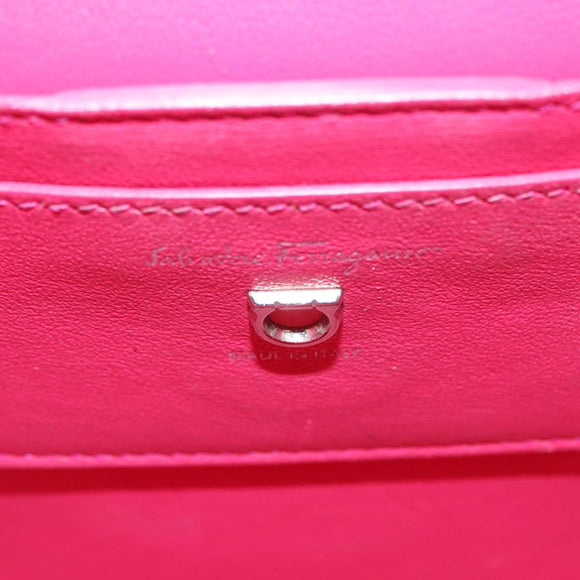 Salvatore Ferragamo Gancini Hand Bag Leather 2way Pink Silver Auth 196358A