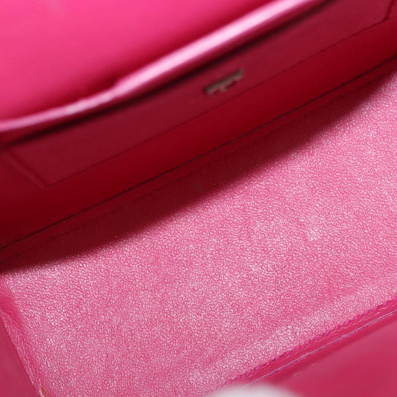 Salvatore Ferragamo Gancini Hand Bag Leather 2way Pink Silver Auth 196358A