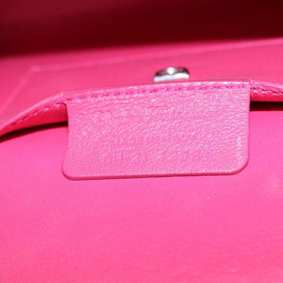 Salvatore Ferragamo Gancini Hand Bag Leather 2way Pink Silver Auth 196358A