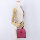 Salvatore Ferragamo Gancini Hand Bag Leather 2way Pink Silver Auth 196358A-24
