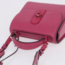 Salvatore Ferragamo Gancini Hand Bag Leather 2way Pink Silver Auth 196358A-6