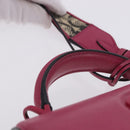 Salvatore Ferragamo Gancini Hand Bag Leather 2way Pink Silver Auth 196358A-8