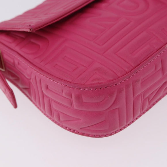 FENDI Mamma Baguette Shoulder Bag Leather Pink Gold Auth 196359M