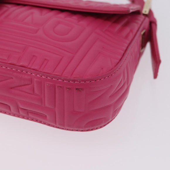 FENDI Mamma Baguette Shoulder Bag Leather Pink Gold Auth 196359M