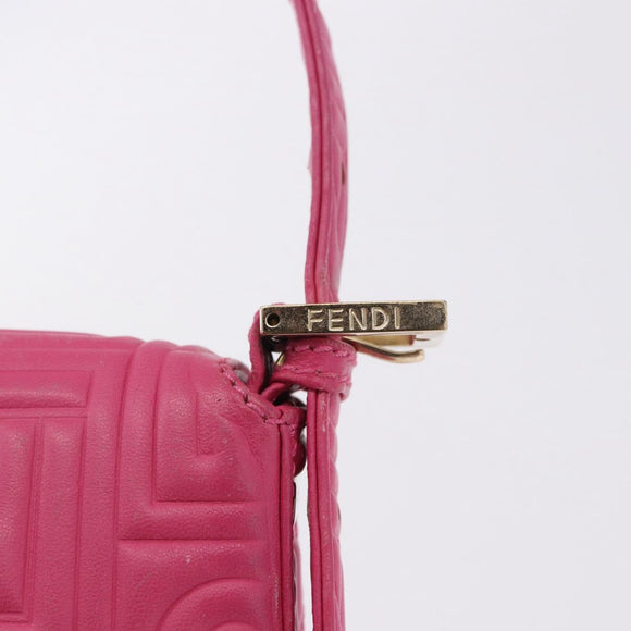 FENDI Mamma Baguette Shoulder Bag Leather Pink Gold Auth 196359M