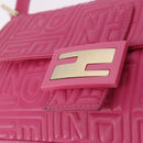 FENDI Mamma Baguette Shoulder Bag Leather Pink Gold Auth 196359M-15