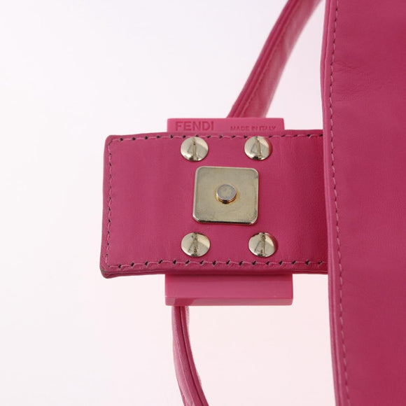 FENDI Mamma Baguette Shoulder Bag Leather Pink Gold Auth 196359M