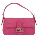 FENDI Mamma Baguette Shoulder Bag Leather Pink Gold Auth 196359M-2