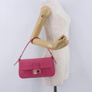 FENDI Mamma Baguette Shoulder Bag Leather Pink Gold Auth 196359M-25
