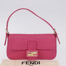 FENDI Mamma Baguette Shoulder Bag Leather Pink Gold Auth 196359M-26
