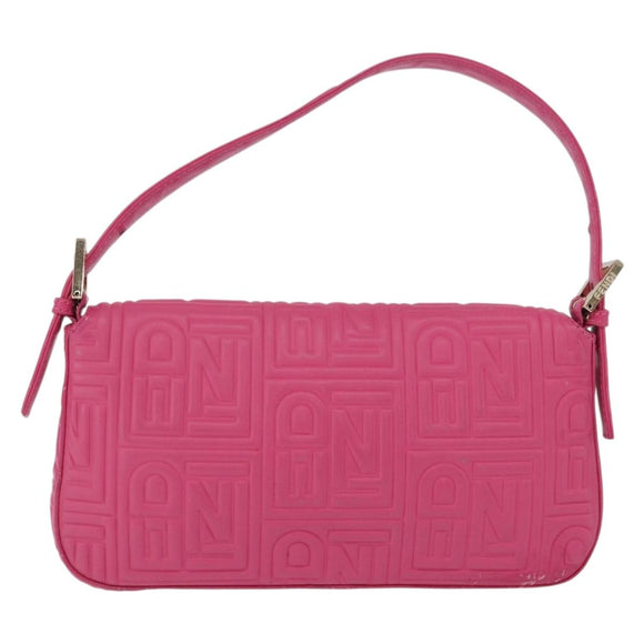 FENDI Mamma Baguette Shoulder Bag Leather Pink Gold Auth 196359M