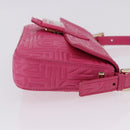 FENDI Mamma Baguette Shoulder Bag Leather Pink Gold Auth 196359M-4