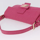 FENDI Mamma Baguette Shoulder Bag Leather Pink Gold Auth 196359M-6