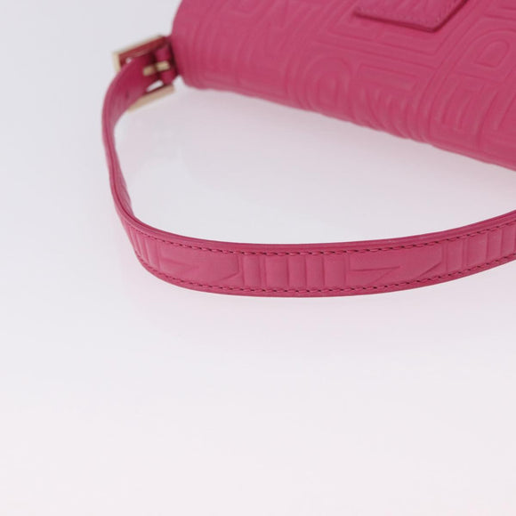 FENDI Mamma Baguette Shoulder Bag Leather Pink Gold Auth 196359M