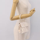 CHANEL Matelasse Hand Bag Leather White CC Auth 196360M-23