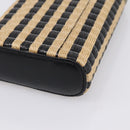 CHANEL Chain Shoulder Bag Raffia Beige Gold CC Auth 196361SAM-16