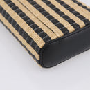 CHANEL Chain Shoulder Bag Raffia Beige Gold CC Auth 196361SAM-17