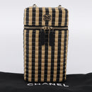 CHANEL Chain Shoulder Bag Raffia Beige Gold CC Auth 196361SAM-12