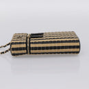 CHANEL Chain Shoulder Bag Raffia Beige Gold CC Auth 196361SAM-3