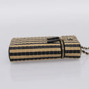 CHANEL Chain Shoulder Bag Raffia Beige Gold CC Auth 196361SAM-4
