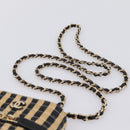 CHANEL Chain Shoulder Bag Raffia Beige Gold CC Auth 196361SAM-8