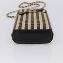 CHANEL Chain Shoulder Bag Raffia Beige Gold CC Auth 196361SAM-5