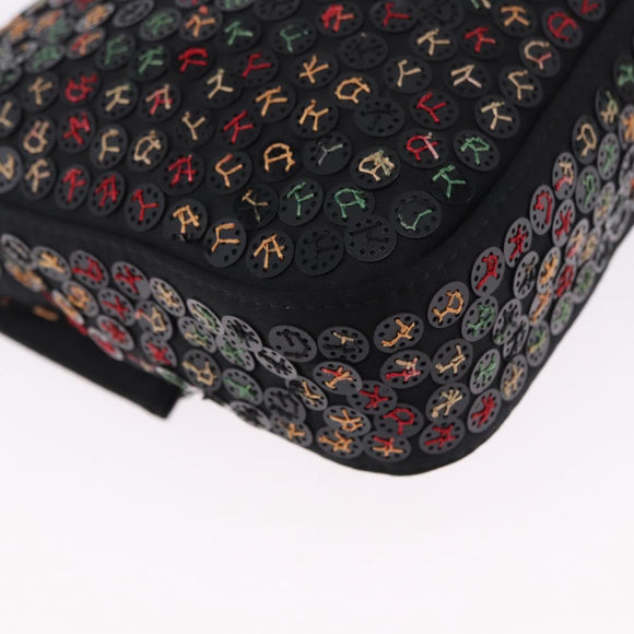 FENDI Mamma Baguette Shoulder Bag Nylon Sequins 2way Brown Gold Auth 196362SM