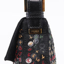 FENDI Mamma Baguette Shoulder Bag Nylon Sequins 2way Brown Gold Auth 196362SM-14