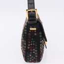 FENDI Mamma Baguette Shoulder Bag Nylon Sequins 2way Brown Gold Auth 196362SM-5