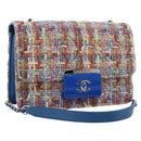 CHANEL Chain Shoulder Bag Tweed Multicolor Silver CC Auth 196363SM-1