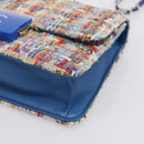 CHANEL Chain Shoulder Bag Tweed Multicolor Silver CC Auth 196363SM-14