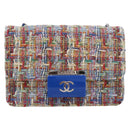 CHANEL Chain Shoulder Bag Tweed Multicolor Silver CC Auth 196363SM-13