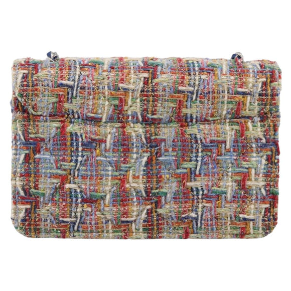CHANEL Chain Shoulder Bag Tweed Multicolor Silver CC Auth 196363SM