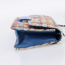 CHANEL Chain Shoulder Bag Tweed Multicolor Silver CC Auth 196363SM-4