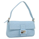 FENDI Mamma Baguette Shoulder Bag Light Blue Silver Auth 196364M-1
