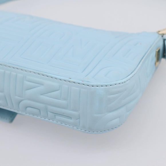 FENDI Mamma Baguette Shoulder Bag Light Blue Silver Auth 196364M