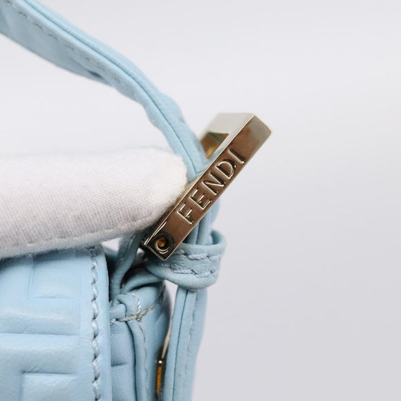 FENDI Mamma Baguette Shoulder Bag Light Blue Silver Auth 196364M