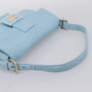 FENDI Mamma Baguette Shoulder Bag Light Blue Silver Auth 196364M-7