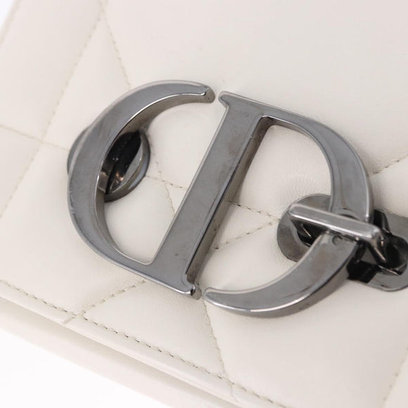 Christian Dior Cannage Dior Calo Shoulder Bag Leather 2way White Auth 196365A
