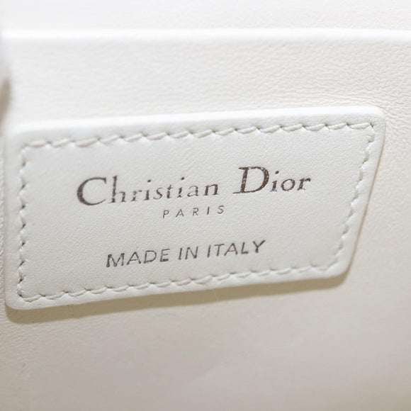 Christian Dior Cannage Dior Calo Shoulder Bag Leather 2way White Auth 196365A