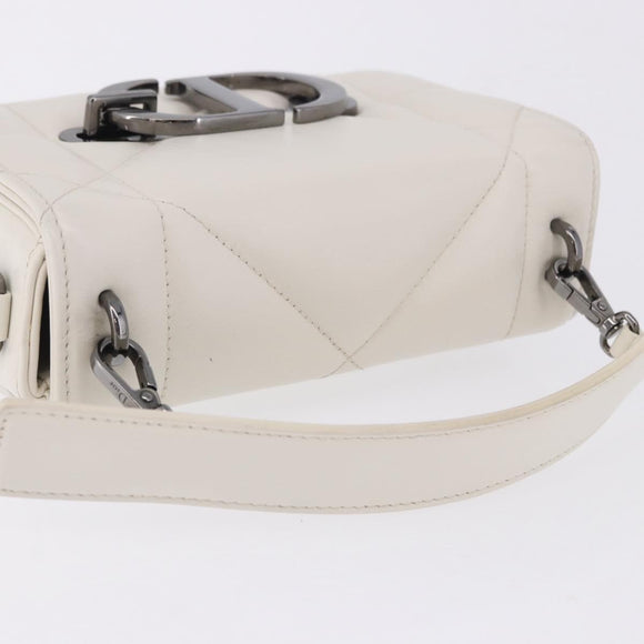 Christian Dior Cannage Dior Calo Shoulder Bag Leather 2way White Auth 196365A