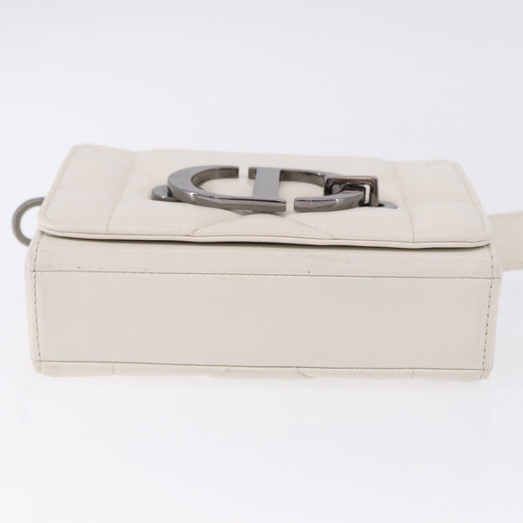 Christian Dior Cannage Dior Calo Shoulder Bag Leather 2way White Auth 196365A