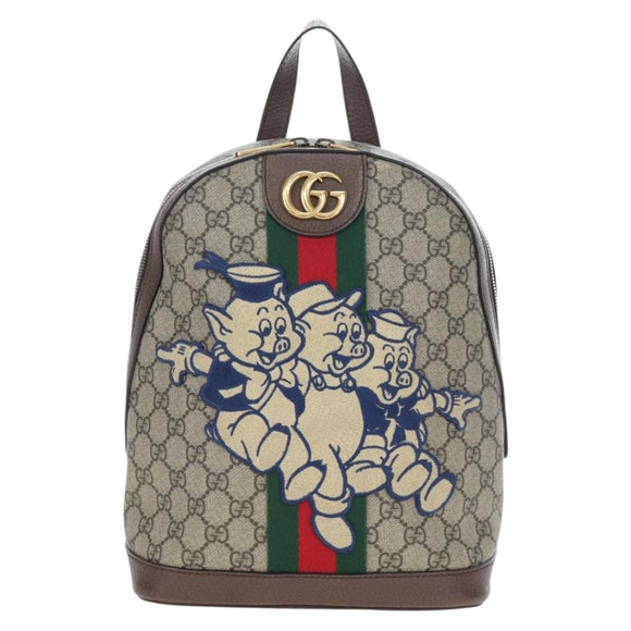 GUCCI GUCCI x Disney GG Supreme Backpack PVC Beige Gold 552884 Auth 196367M