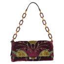Miu Miu Chain Shoulder Bag Velor Bordeaux Silver Auth 196368A-13