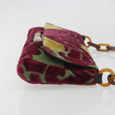 Miu Miu Chain Shoulder Bag Velor Bordeaux Silver Auth 196368A-3