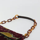 Miu Miu Chain Shoulder Bag Velor Bordeaux Silver Auth 196368A-8