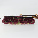 Miu Miu Chain Shoulder Bag Velor Bordeaux Silver Auth 196368A-5