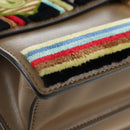 FENDI Zucca Canvas Canai Shoulder Bag Leather 2way Brown Gold Auth 196371M-14