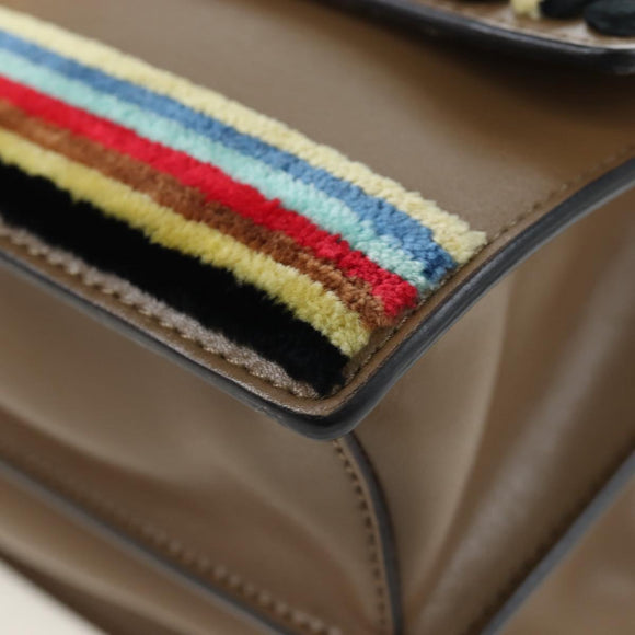 FENDI Zucca Canvas Canai Shoulder Bag Leather 2way Brown Gold Auth 196371M
