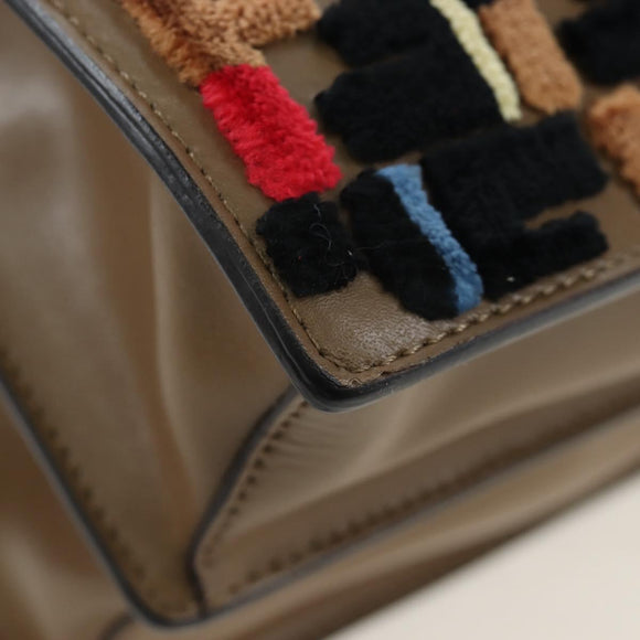 FENDI Zucca Canvas Canai Shoulder Bag Leather 2way Brown Gold Auth 196371M
